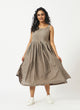 Organic Cotton Dobby Taupe(Grey) Strappy Dress - MSG155TPE