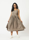 Organic Cotton Dobby Taupe(Grey) Strappy Dress - MSGCS155TPE