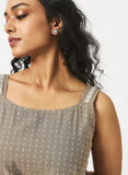 Organic Cotton Dobby Taupe(Grey) Strappy Dress - MSGCS155TPE