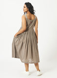 Organic Cotton Dobby Taupe(Grey) Strappy Dress - MSGCS155TPE