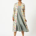 Organic cotton off-white digital floral print shrug - MSG165OWFL