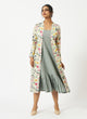 Organic cotton off-white digital floral print shrug - MSG165OWFL