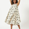 Organic Cotton Off-white Satin Printed  Dress - MSG175BWPT