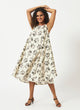 Organic Cotton Off-white Satin Printed  Dress - MSG175BWPT