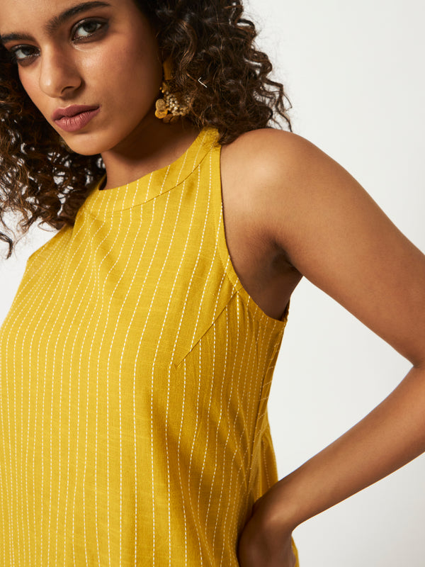 Organic Cotton Yellow Dobby Kurta and Skirt Combo - MSGCS501/502YLW