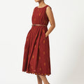 Organic Cotton Brick Dobby Pleated Dress - MSG50BRKDBY