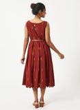 Organic Cotton Brick Dobby Pleated Dress