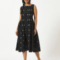 Organic Cotton Black Dobby Pleated Dress:MSG50BGDBY