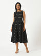 Organic Cotton Black Dobby Pleated Dress:MSG50BGDBY