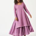 Organic Light Purple Cotton Dobby Kurta and Skirt Combo - MSG5501/502DR