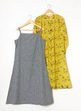 Organic Cotton Yellow Digital Printed Layered Pin-tuck Dress - MSG578YLWCHK