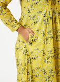 Organic Cotton Yellow Digital Printed Layered Pin-tuck Dress - MSG578YLWCHK
