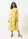 Organic cotton yellow dobby mandarin collar  Dress - MSG57AYLWDBY