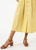 Organic cotton yellow dobby mandarin collar  Dress - MSG57AYLWDBY