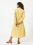 Organic cotton yellow dobby mandarin collar  Dress - MSG57AYLWDBY