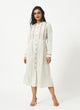 Organic Cotton Off-White Dobby Mandarin collar  Dress - MSG57BOFWDBY