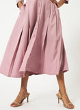 Tencel Dusty Rose Shawl Collar Pleated Dress - MSG60BDR