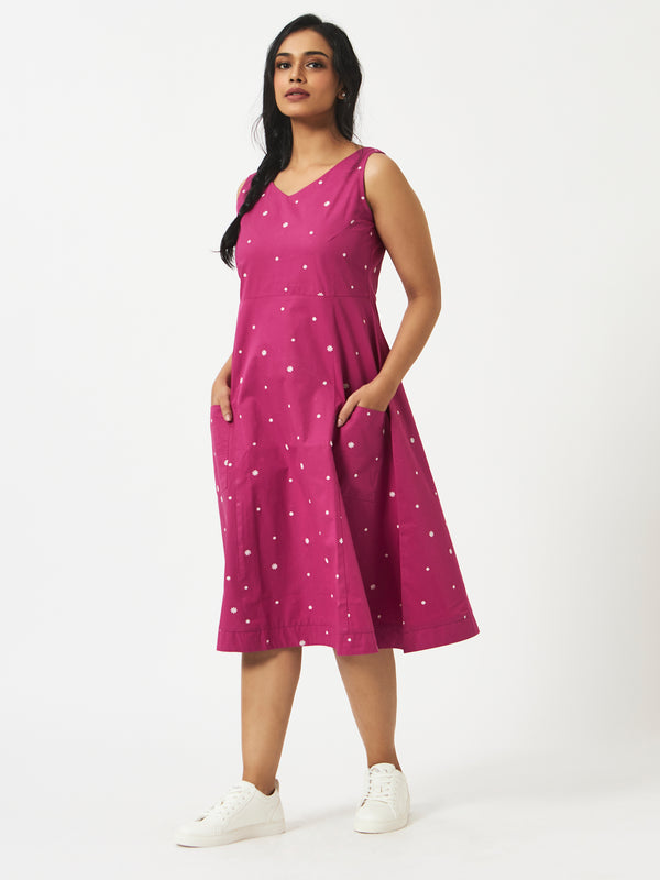 Pink All Over Embroidered Organic Cotton Dress - MSGCS65FF