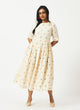 Organic Cotton Off-White Dobby Boat Neck Half Sleeve Dress - MSG11WHDBY