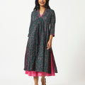 Organic Cotton Green Digital Printed Layered Dress - MSG041GRNP