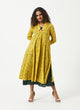 Organic Cotton Yellow V neck Printed Layered Dress - MSG041YLWG