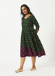 Organic Cotton Green Dobby Pleated Dress - MSG1050GRNDBY