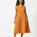Tan All Over Embroidered Organic Cotton Dress - MSG65TN
