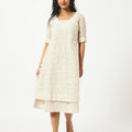 Organic Cotton Beige Printed Layered Dress - MSG06BPOW