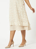 Organic Cotton Beige Printed Layered Dress