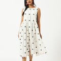 Organic Cotton White Dobby Pleated Dress - MSG50AWDBY