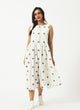 Organic Cotton White Dobby Pleated Dress - MSG50AWDBY