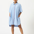 Mosegi-Blue solid oxford oversized dress