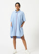 Mosegi-Blue solid oxford oversized dress