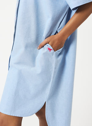 Mosegi-Blue solid oxford oversized dress