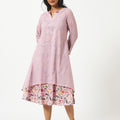  Mosegi-Light Pink Digital Printed Layered Dress