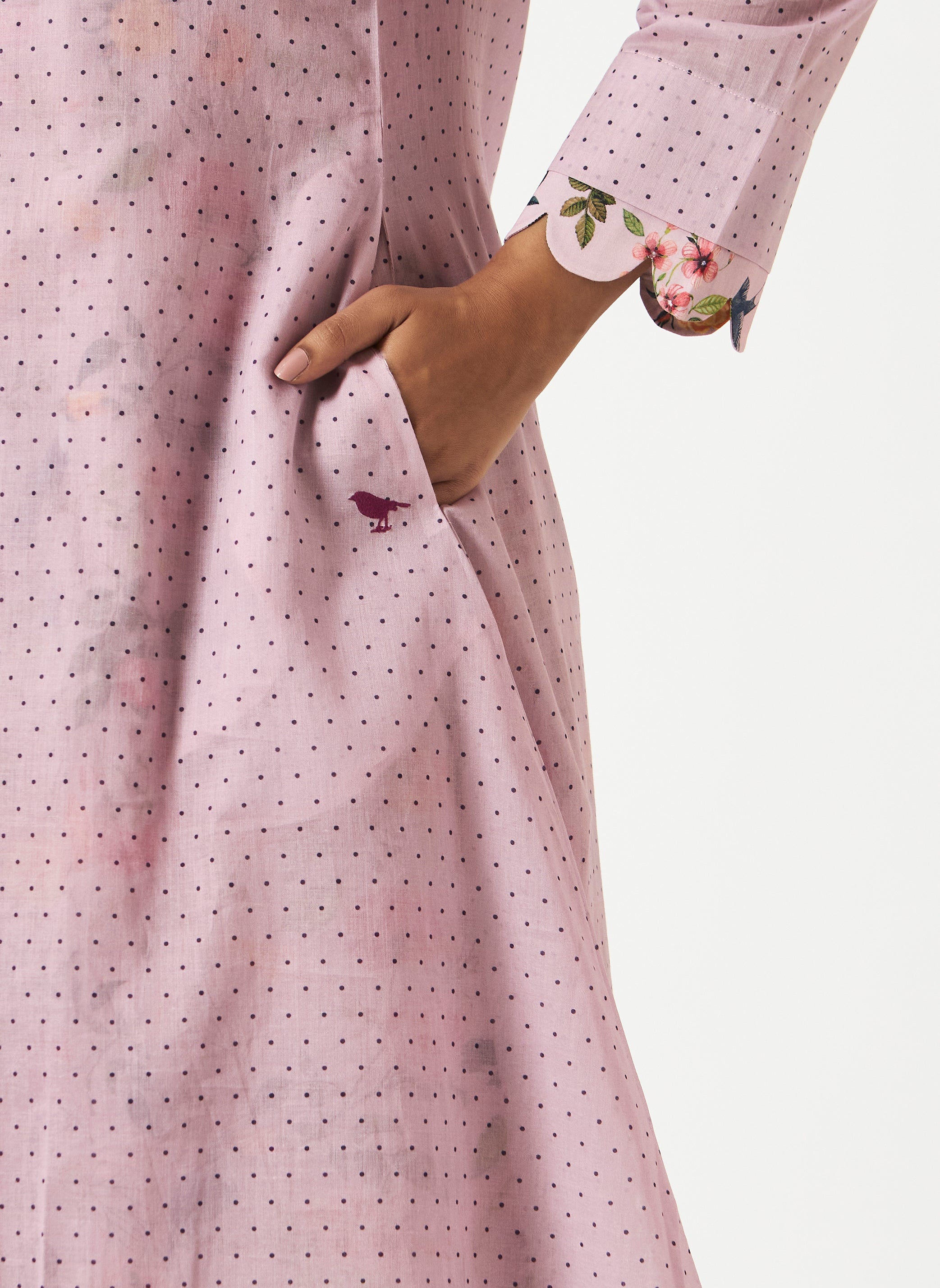 Mosegi-Light Pink Digital Printed Layered Dress