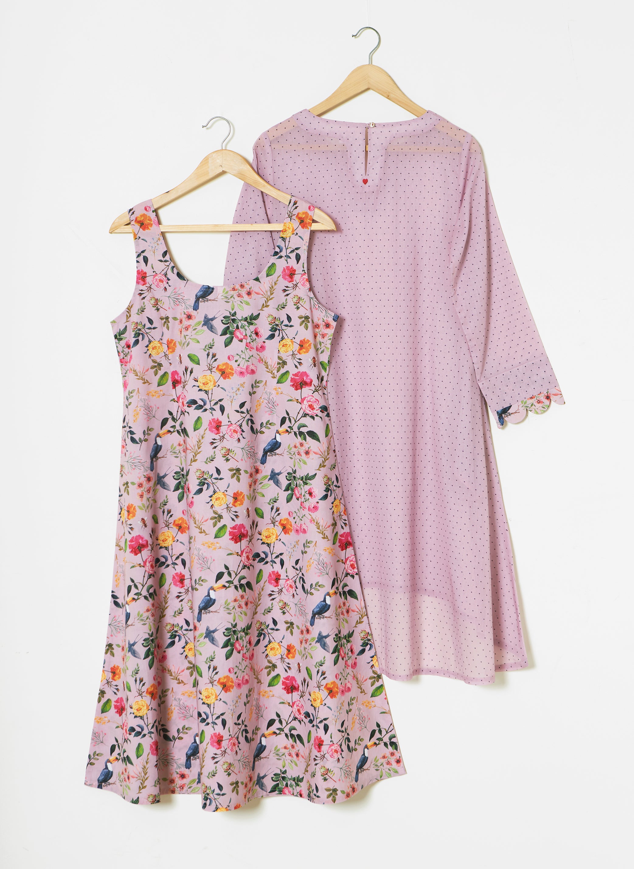  Mosegi-Light Pink Digital Printed Layered Dress