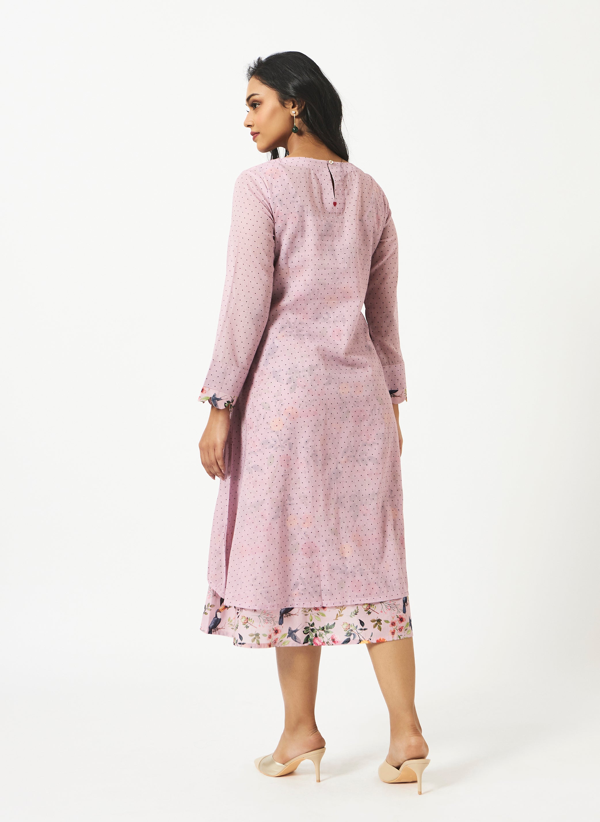  Mosegi-Light Pink Digital Printed Layered Dress