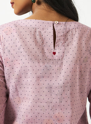  Mosegi-Light Pink Digital Printed Layered Dress