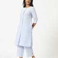 Mosegi-Linen Blue Stripes Kurta and Pant