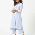 Mosegi-Linen Blue Stripes Kurta and Pant