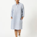 Mosegi-Linen Blue Pin Stripes dress