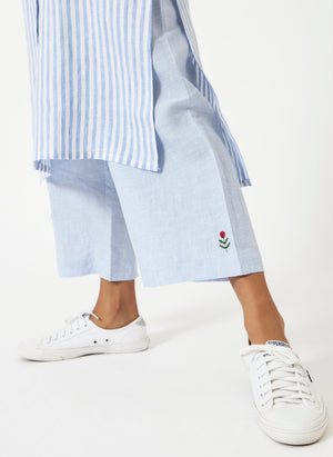 Mosegi-Linen Blue Stripes Kurta and Pant