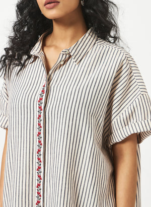 Mosegi-Off-white stripes oversized dress