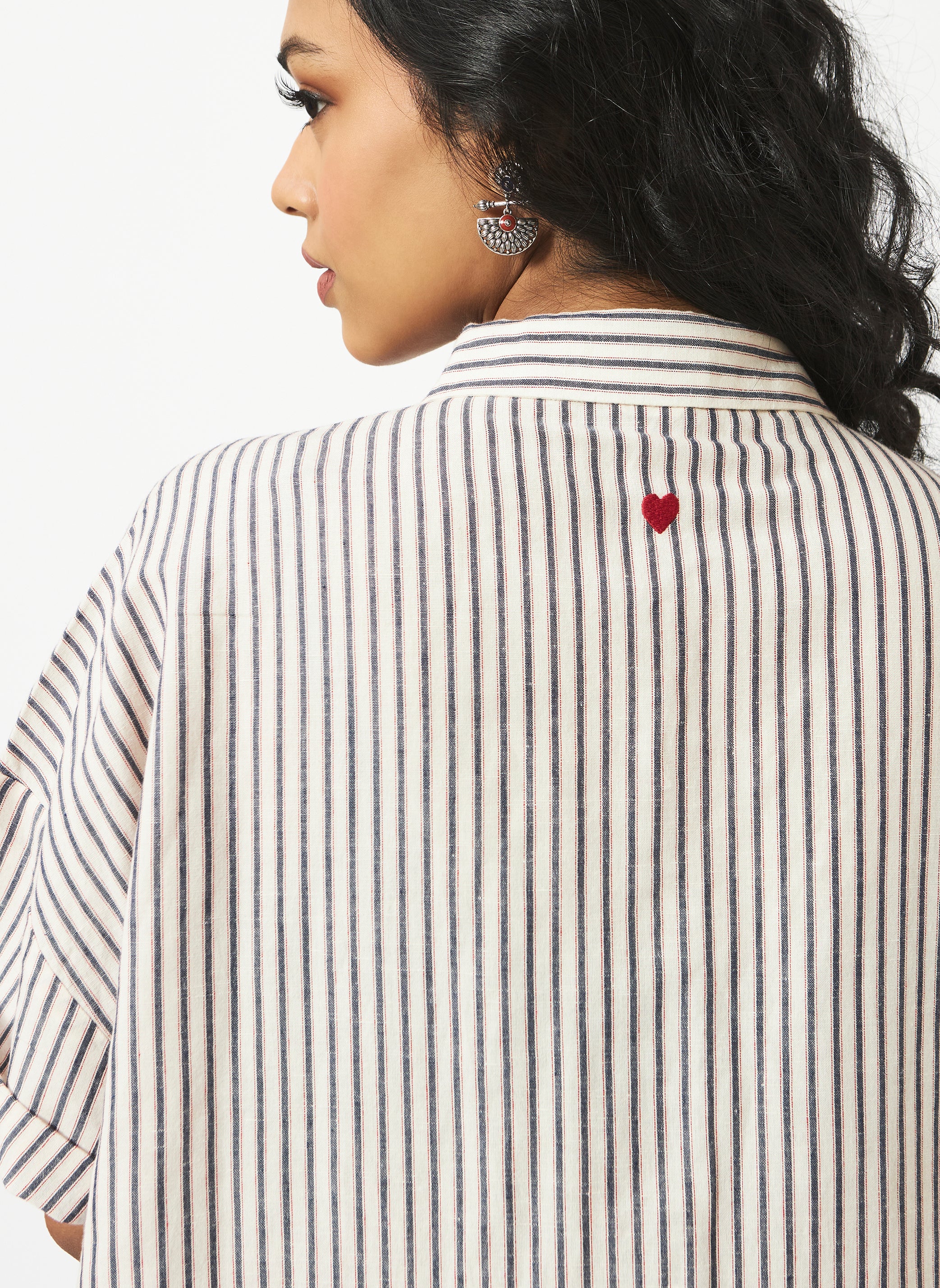 Mosegi-Off-white stripes oversized dress