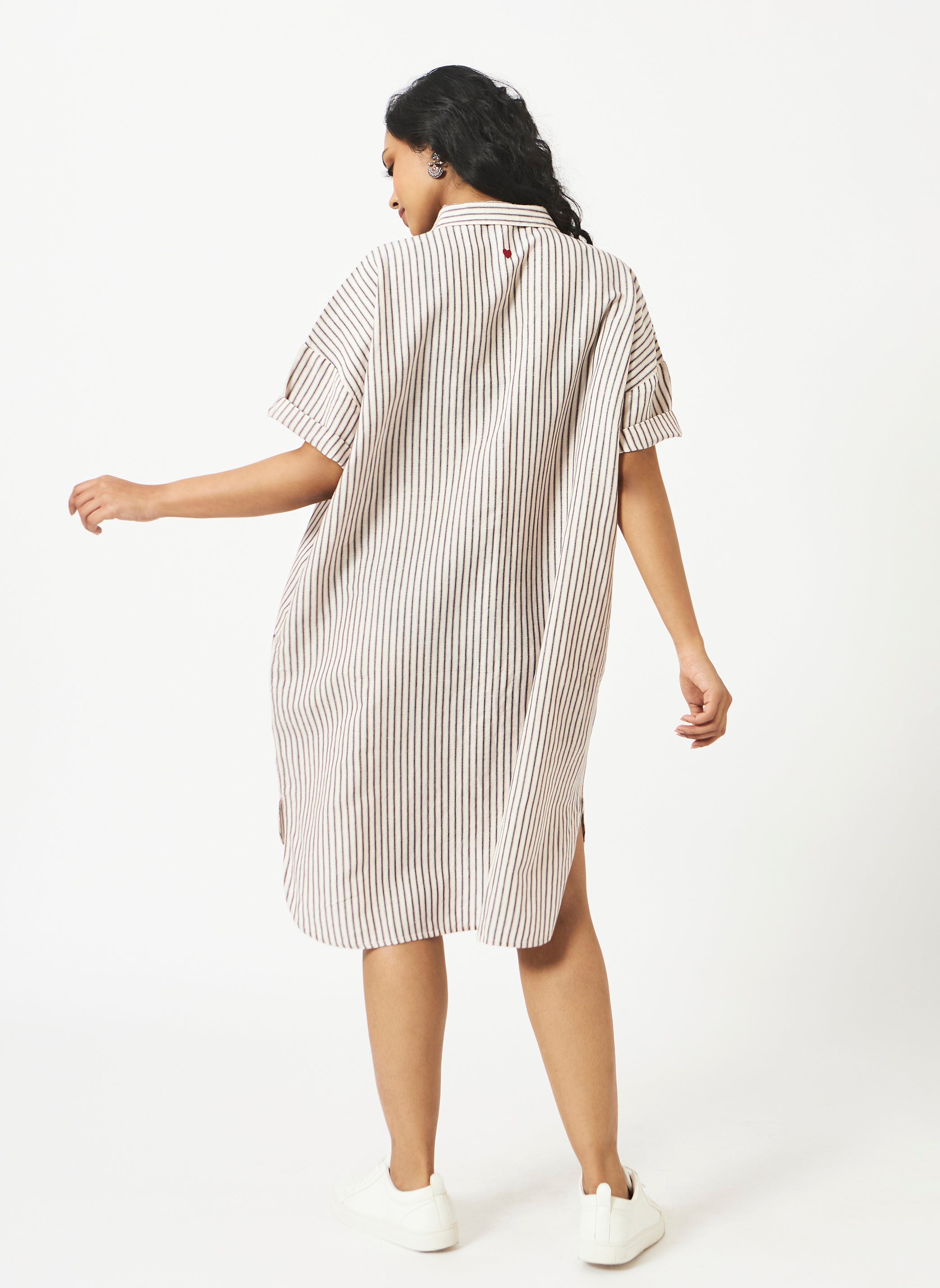 Mosegi-Off-white stripes oversized dress