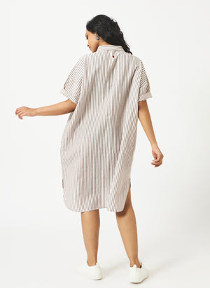 Mosegi-Off-white stripes oversized dress