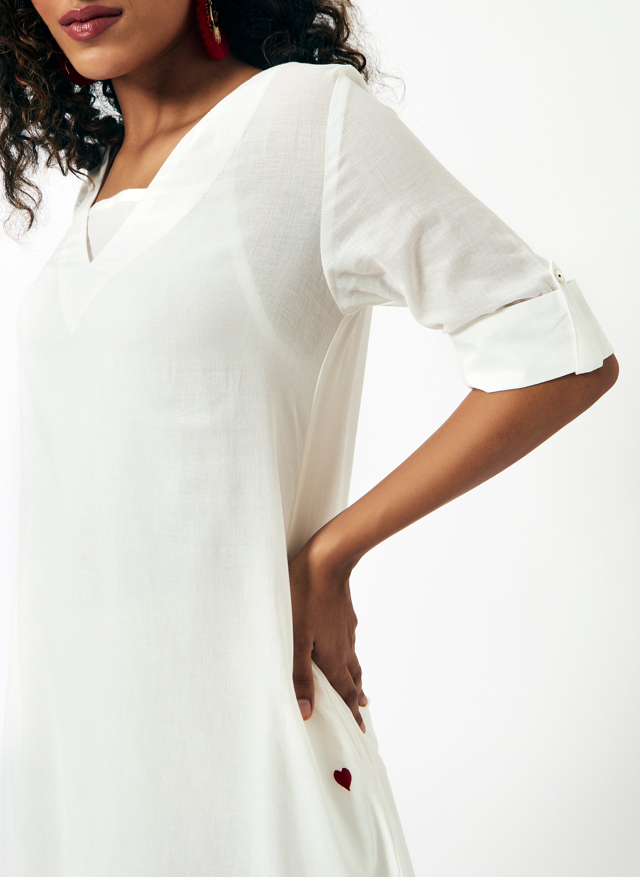 Mosegi-Offwhite Plain Dress
