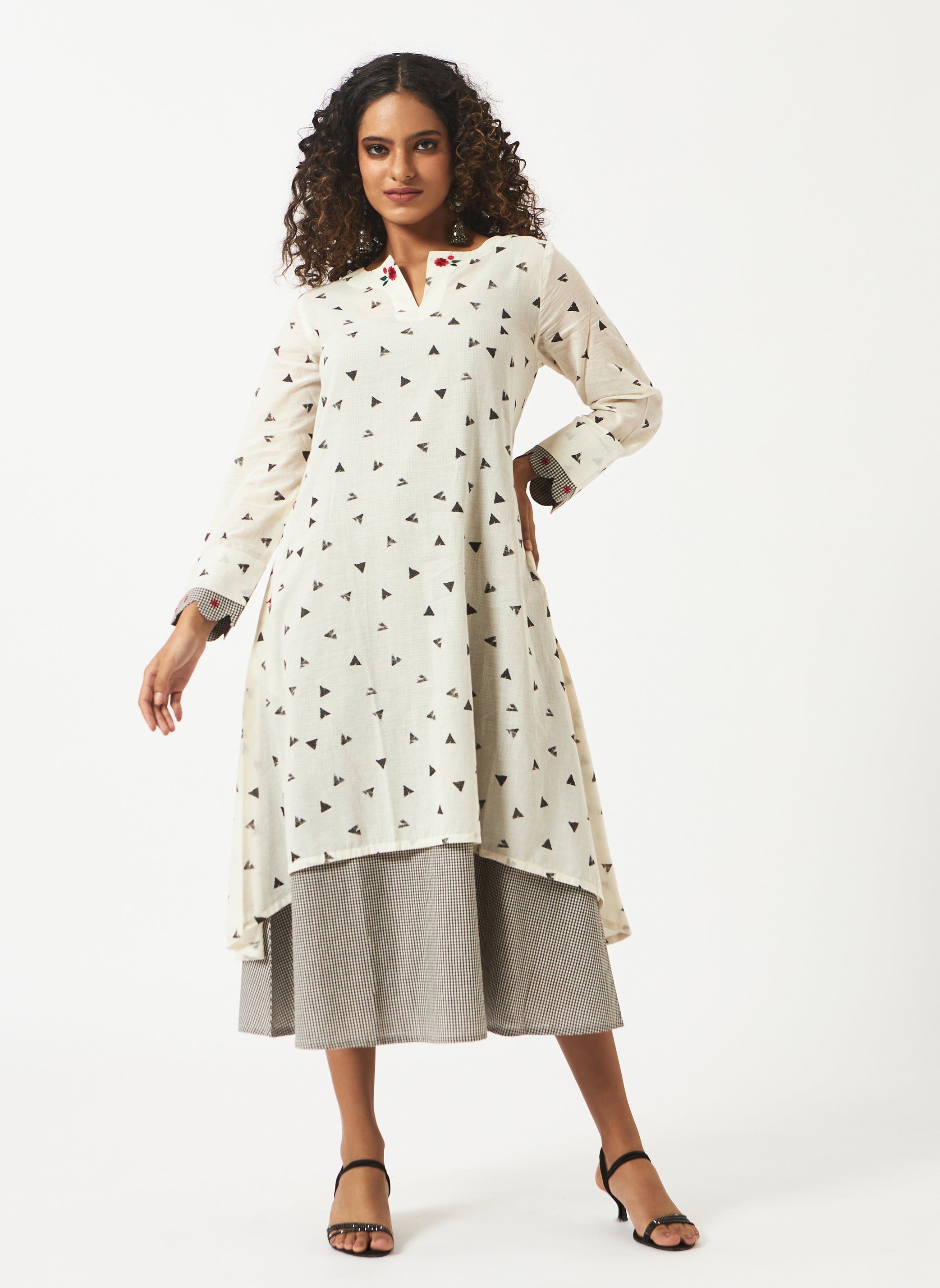 Mosegi-Offwhite Printed Layered Dress