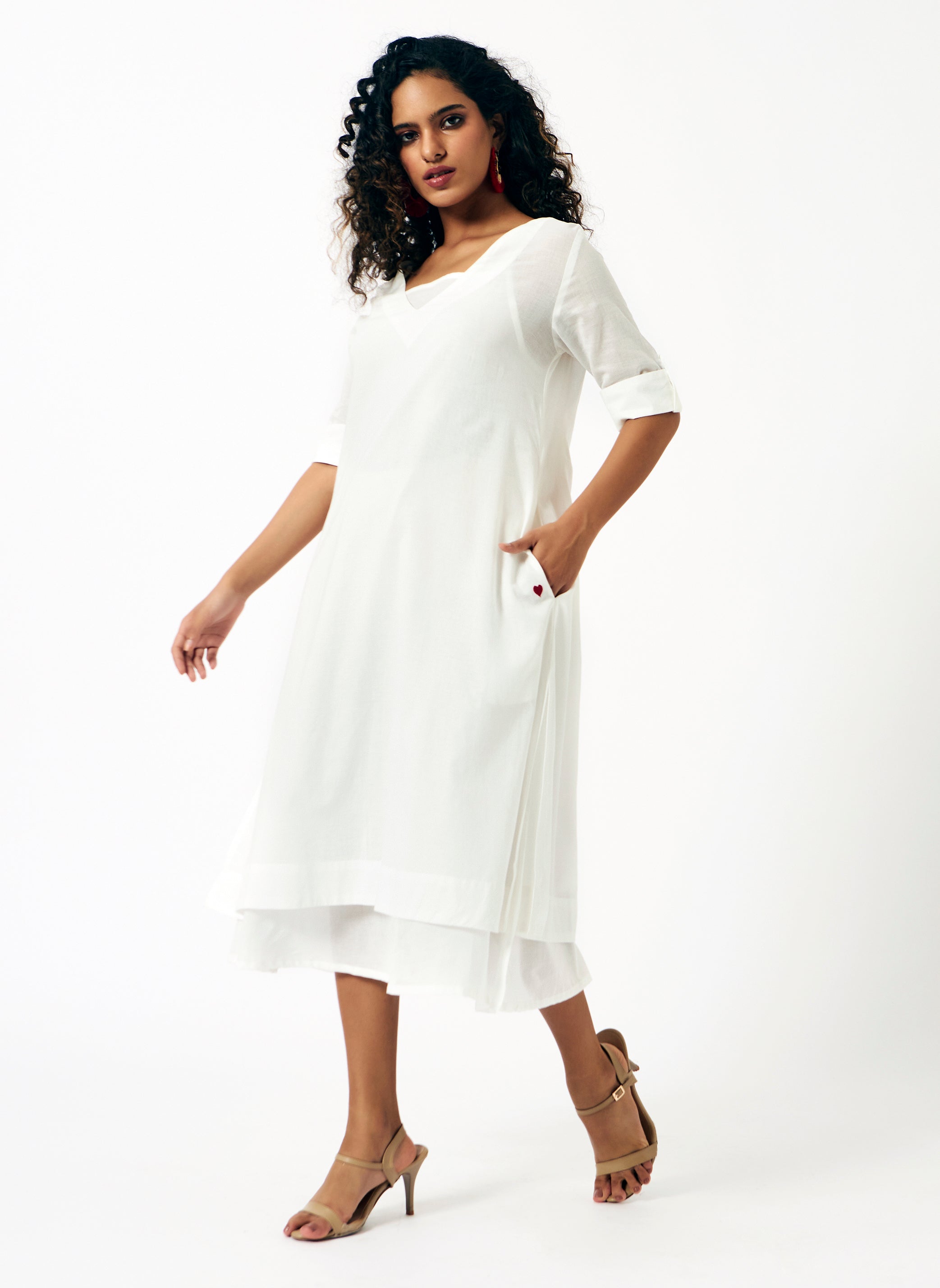 Mosegi-Offwhite Plain Dress